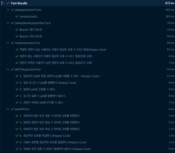 전체 테스트 성공