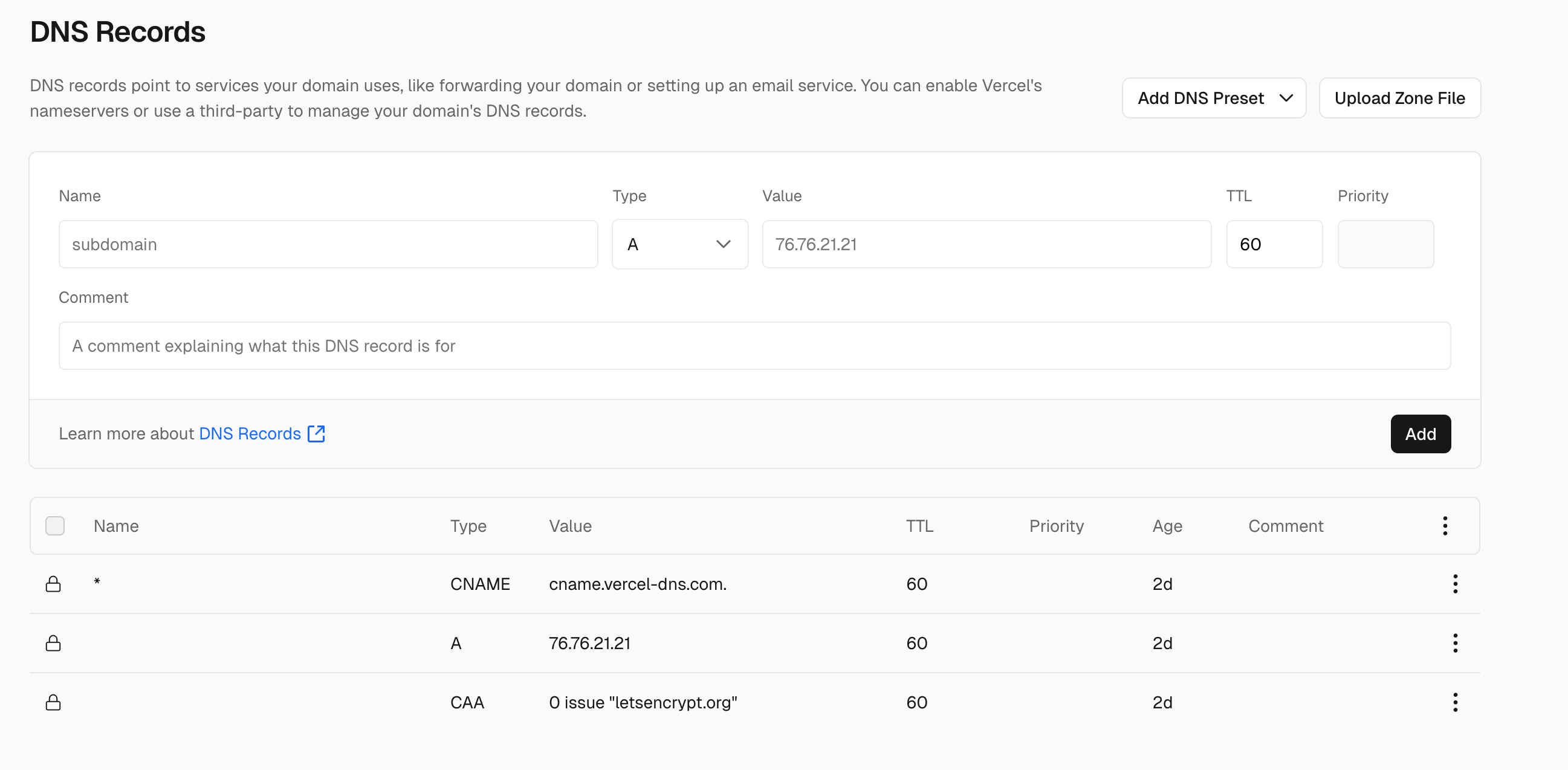 vercel DNS Record 자동 변경